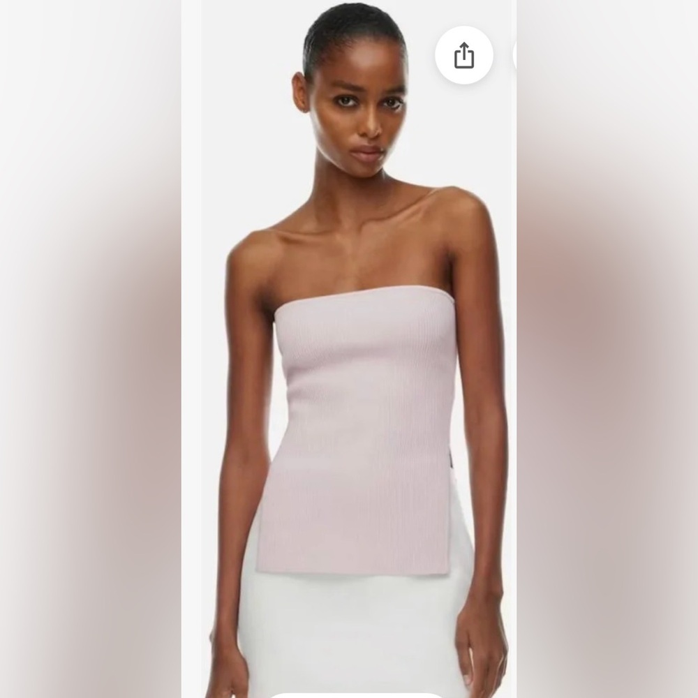 New with tags Aritzia Babaton sculpt knit Savvy strapless top in Halo Pink